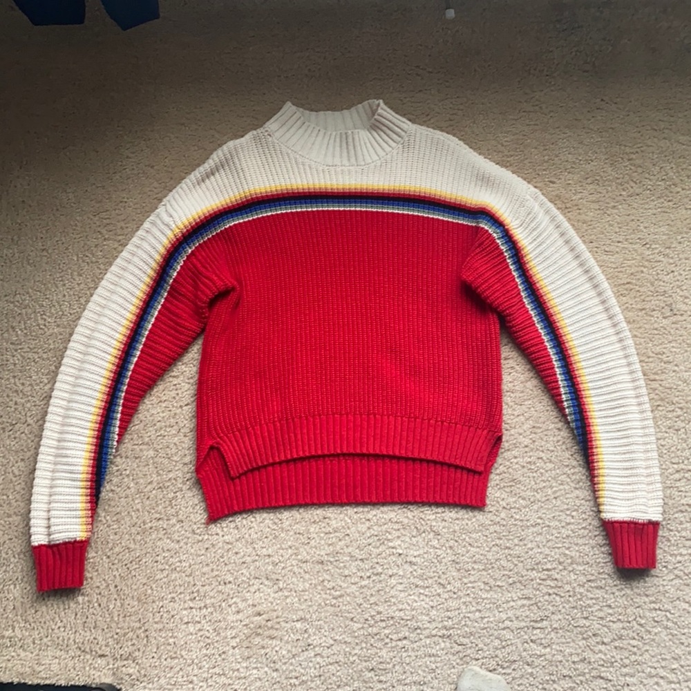 Rainbow sweater mock neck